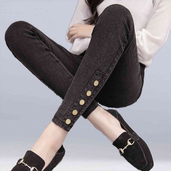 high waist skinny pencil women pants elastic imitation denim fabric leggings female plus size casual trousers with buttons, Black;white
high waist skinny pencil women pants elastic imitation denim fabric leggings female plus size casual trousers with buttons, Black;white