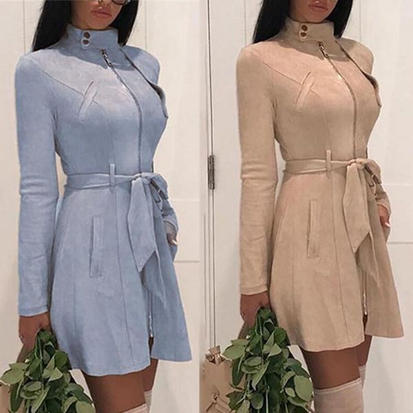 women's trench coats autumn casual sash suede coat leather pocket long women winter warm outwear overcoat female, Tan;black
women's trench coats autumn casual sash suede coat leather pocket long women winter warm outwear overcoat female, Tan;black