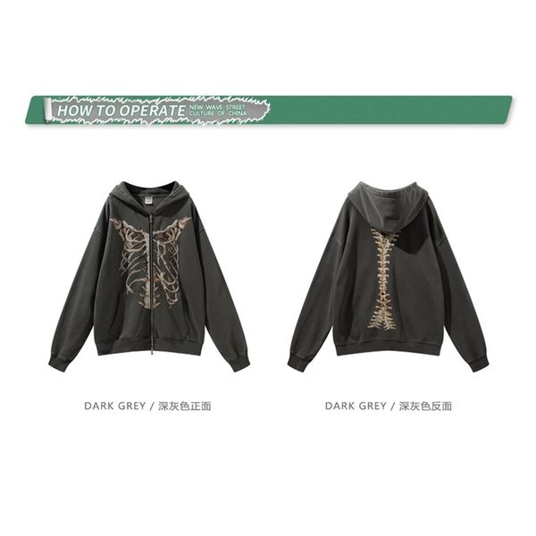 men's hoodies 2021 autumn double zipper skull print used wash sweater high street fashion hoodie for men and women, Black
men's hoodies 2021 autumn double zipper skull print used wash sweater high street fashion hoodie for men and women, Black