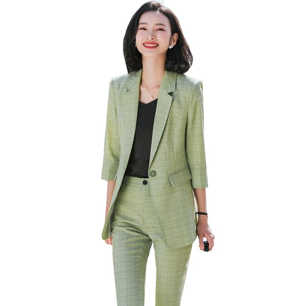 women's suits & blazers fashion spring women formal pant suit business interview work wear 2 piece set green yellow plaid half sleeve b, White;black
women's suits & blazers fashion spring women formal pant suit business interview work wear 2 piece set green yellow plaid half sleeve b, White;black