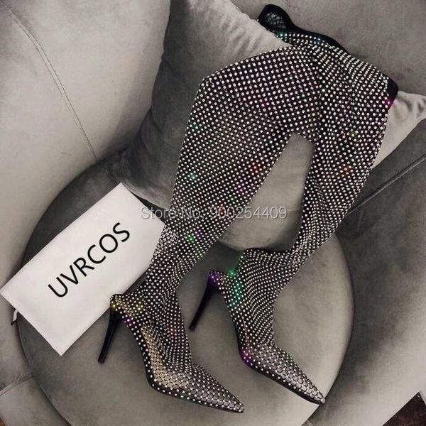 boots fashion women rhinestone shining long high heels 8.5cm boots, quality crystal over the knee, Black
boots fashion women rhinestone shining long high heels 8.5cm boots, quality crystal over the knee, Black