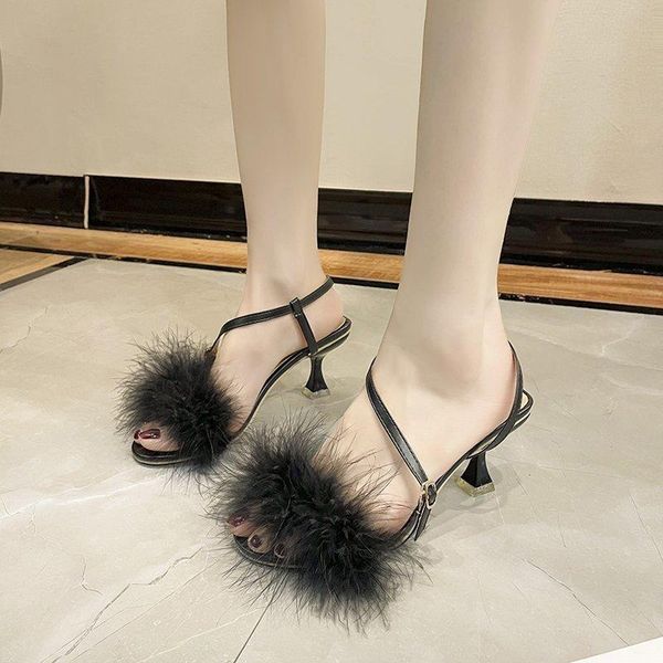 sandals women's shoes black fashion open toe furry fur summer high heel women
sandals women's shoes black fashion open toe furry fur summer high heel women