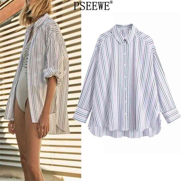 spring white striped oversized shirt woman long sleeve large size blouses women asymmetic hem button up 210519
spring white striped oversized shirt woman long sleeve large size blouses women asymmetic hem button up 210519