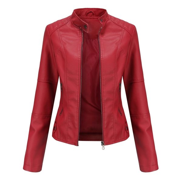 leather jacket women autumn spring women's moto biker zipper jacket red black apricot coffee coat ladies outerwear brown 210923
leather jacket women autumn spring women's moto biker zipper jacket red black apricot coffee coat ladies outerwear brown 210923