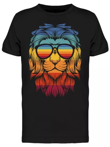 Lion Cool Retro Eyeglasses Tee Men's -Image by Shutterstock, White;black