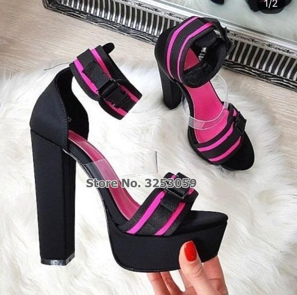 red black fuchsia mixed color strap sandals chunky heels platform dress shoes clear pvc pumps women summer
red black fuchsia mixed color strap sandals chunky heels platform dress shoes clear pvc pumps women summer