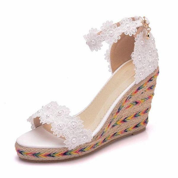 dress shoes 9cm large size lace flower wedge fish mouth women sandals female camouflage straw mat beach for 34~42, Black
dress shoes 9cm large size lace flower wedge fish mouth women sandals female camouflage straw mat beach for 34~42, Black