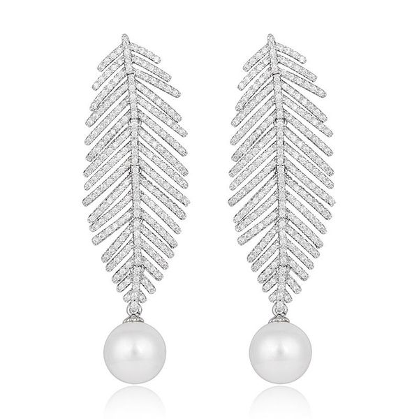 dangle & chandelier xiumeiyizu luxury feather cz earrings elegant pearl pendant women wedding shinning white fashion party jewelry gifts, Silver
dangle & chandelier xiumeiyizu luxury feather cz earrings elegant pearl pendant women wedding shinning white fashion party jewelry gifts, Silver