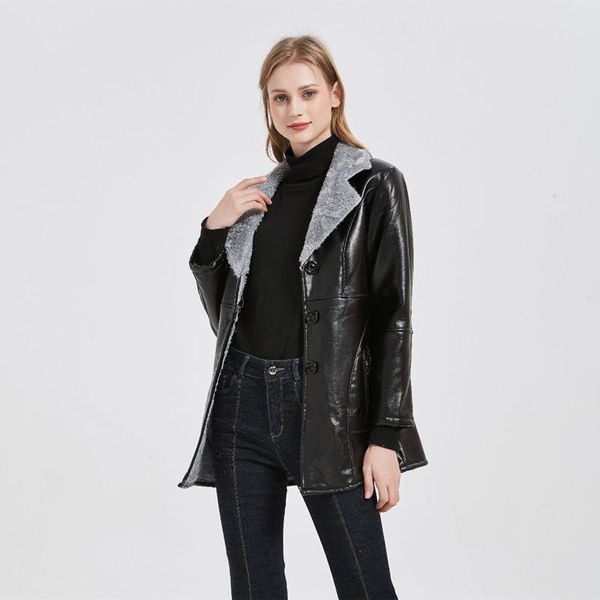 women's leather & faux moto biker zipper jacket winter women coat punk clothing sashes, Black
women's leather & faux moto biker zipper jacket winter women coat punk clothing sashes, Black