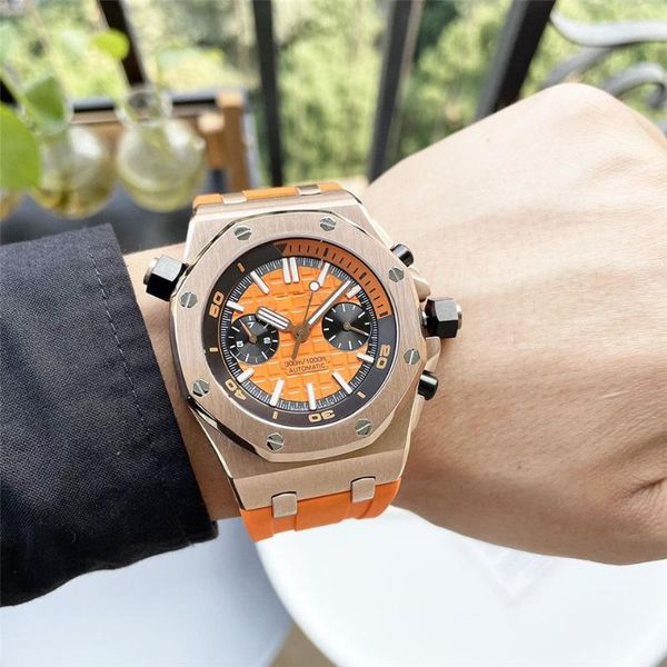 wristwatches luxury mens watch stainless steel chronograph waterproof automatic with rubber strap, Slivery;brown
wristwatches luxury mens watch stainless steel chronograph waterproof automatic with rubber strap, Slivery;brown