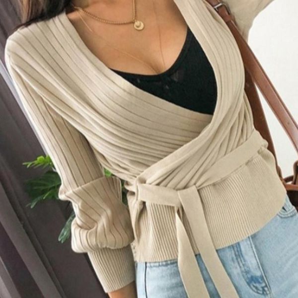 women knot criss-cross v neck long sleeve loose knitted sweater pullover autumn warm soft women's sweaters, White;black
women knot criss-cross v neck long sleeve loose knitted sweater pullover autumn warm soft women's sweaters, White;black