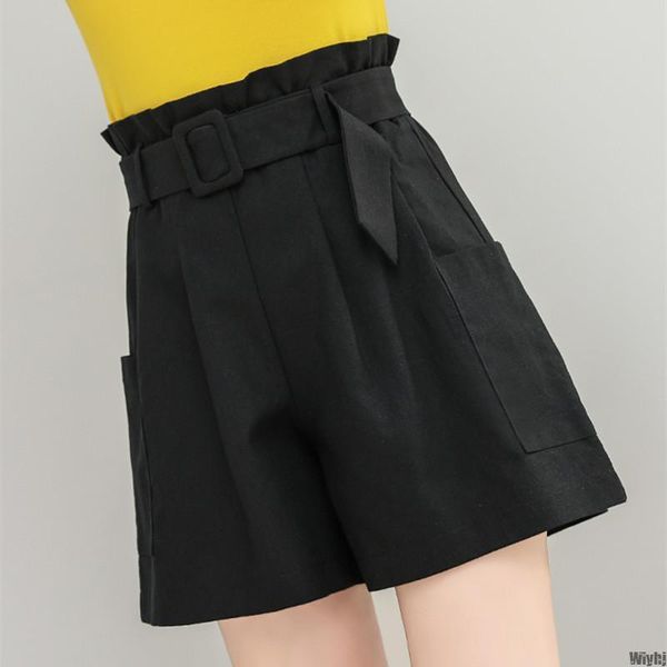 women's shorts casual summer skirt elastic high waist cotton linen loose wide-leg miscellaneous, White;black
women's shorts casual summer skirt elastic high waist cotton linen loose wide-leg miscellaneous, White;black