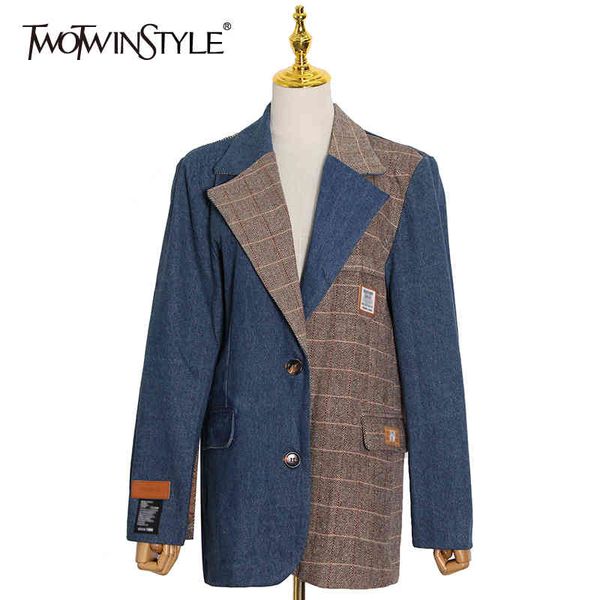 denim patchwork plaid blazer for women notched long sleeve casual blazers female fashion clothing autumn 210524, White;black
denim patchwork plaid blazer for women notched long sleeve casual blazers female fashion clothing autumn 210524, White;black