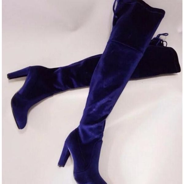 boot winter royal velvet blue thigh of women round toe high heels on the knee red wine boots 35-42, Black
boot winter royal velvet blue thigh of women round toe high heels on the knee red wine boots 35-42, Black