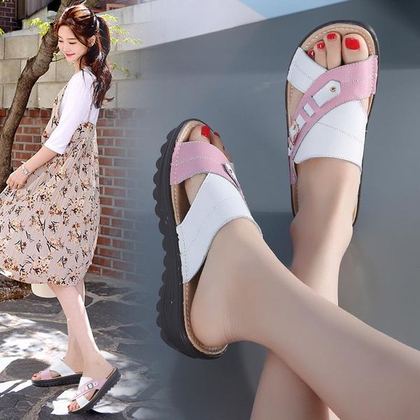 slippers 2021 style summer fashion woman lady leather outdoor beach leisure non-slip thick slides, Black
slippers 2021 style summer fashion woman lady leather outdoor beach leisure non-slip thick slides, Black