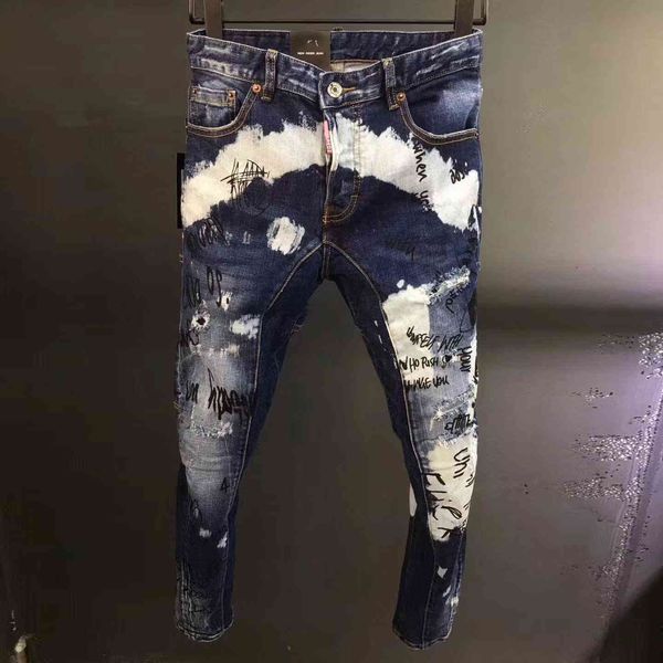 men's jeans masculino slim fit, rasgado, casual, com estampa de grafite, jeans, masculino, maré pequena, para homens, moto homme n8yi, Blue
men's jeans masculino slim fit, rasgado, casual, com estampa de grafite, jeans, masculino, maré pequena, para homens, moto homme n8yi, Blue