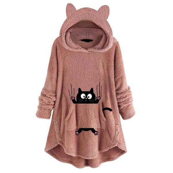 women's hoodies & sweatshirts women kawaii cat ear long sleeve pullover fleece cute printed with button pockets winter plus size, Black
women's hoodies & sweatshirts women kawaii cat ear long sleeve pullover fleece cute printed with button pockets winter plus size, Black
