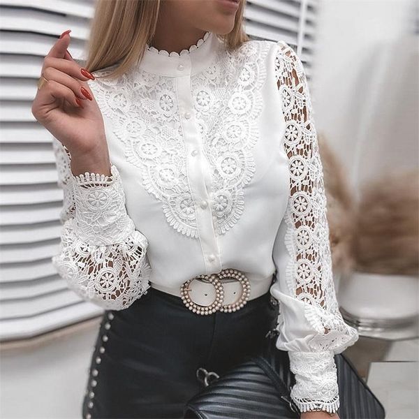 women's blouses & shirts 2021 women clothing fashion guipure lace hollow out mock neck button blouse white long sleeve sweet blusas fem
women's blouses & shirts 2021 women clothing fashion guipure lace hollow out mock neck button blouse white long sleeve sweet blusas fem