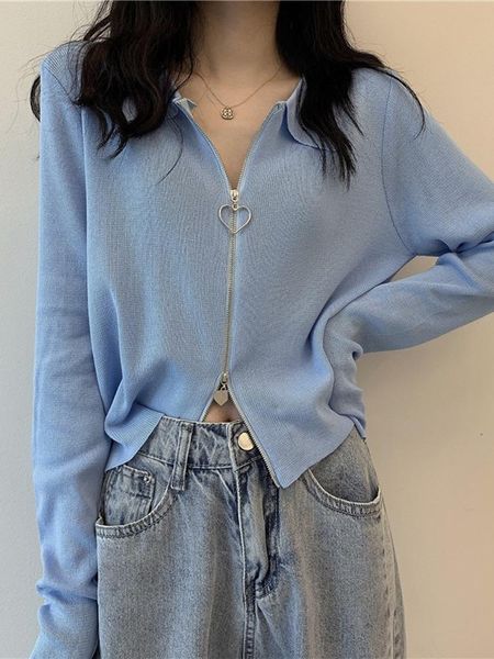 women's knits & tees knitting cardigan heart zipper turn-down collar long sleeves thin wholesale 2021 fashion female clothing, White
women's knits & tees knitting cardigan heart zipper turn-down collar long sleeves thin wholesale 2021 fashion female clothing, White