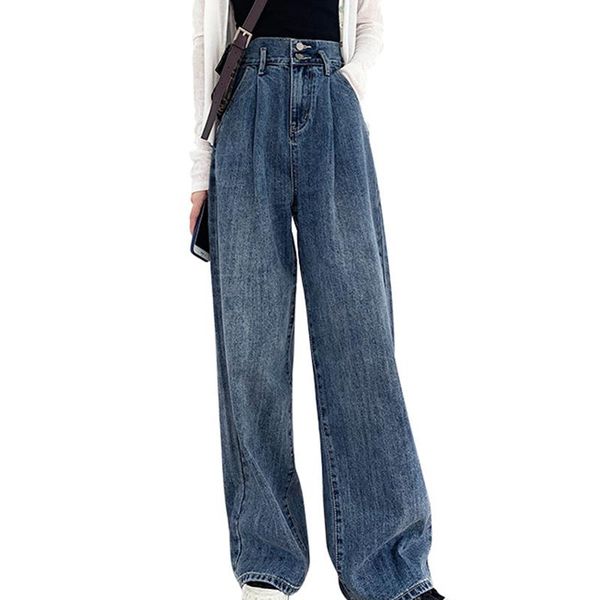 retro straight leg thin tall mop pants loose denim jeans wide women high waist 2021 women's, Blue
retro straight leg thin tall mop pants loose denim jeans wide women high waist 2021 women's, Blue