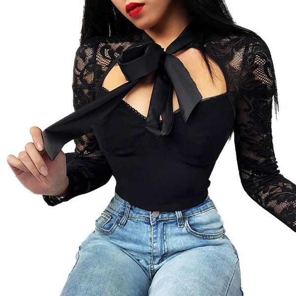 women's t-shirt bow lace wild bottomed shirt fashion low chest long sleeve solid ijyi, White
women's t-shirt bow lace wild bottomed shirt fashion low chest long sleeve solid ijyi, White