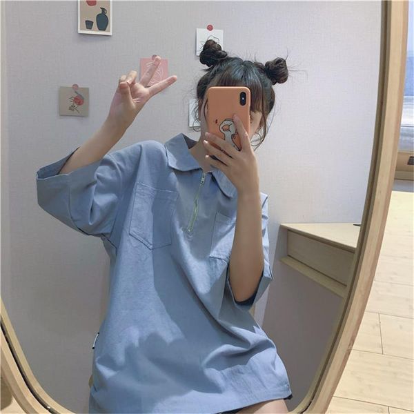 women's polos korean style shirt women soft cotton trendy clothes for hip hop girls plus size lady oversized shirtÂ, White
women's polos korean style shirt women soft cotton trendy clothes for hip hop girls plus size lady oversized shirtÂ, White