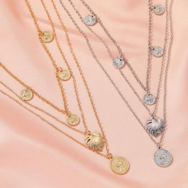 pendant necklaces coins necklace women leaves woman chain jewelry ladies lovers layered gold color trendy party metal collares, Silver
pendant necklaces coins necklace women leaves woman chain jewelry ladies lovers layered gold color trendy party metal collares, Silver