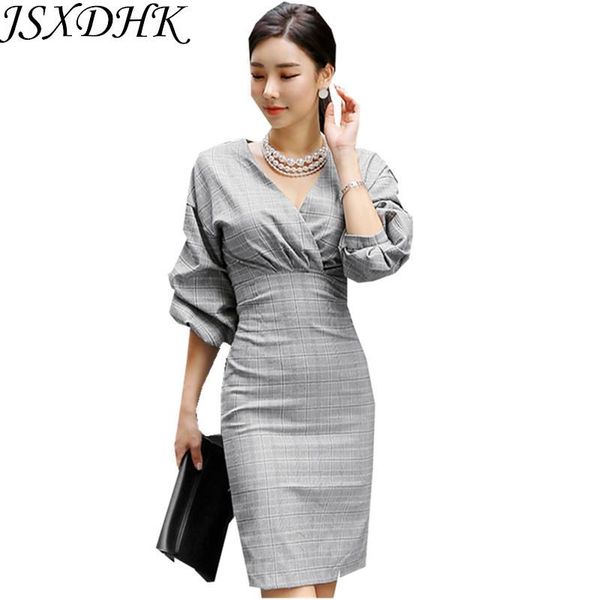 casual dresses jsxdhk spring autumn women sheath dress 2021 fashion plaid office lady puff sleeve high waist v neck bodycon pencil, Black;gray
casual dresses jsxdhk spring autumn women sheath dress 2021 fashion plaid office lady puff sleeve high waist v neck bodycon pencil, Black;gray