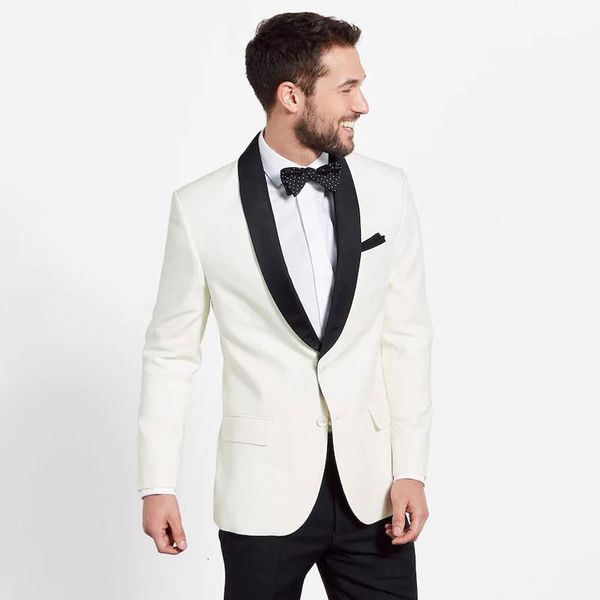 men's suits & blazers ivory men for wedding black pants shawl lapel custom made man jacket 2 piece slim fit groom tuxedo 0lxf, White;black
men's suits & blazers ivory men for wedding black pants shawl lapel custom made man jacket 2 piece slim fit groom tuxedo 0lxf, White;black