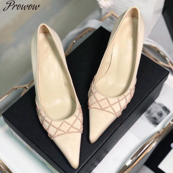 prowow woman shoes silk pumps string bead decor genuine leather pointed toe high thin heels ladies party dress, Black
prowow woman shoes silk pumps string bead decor genuine leather pointed toe high thin heels ladies party dress, Black