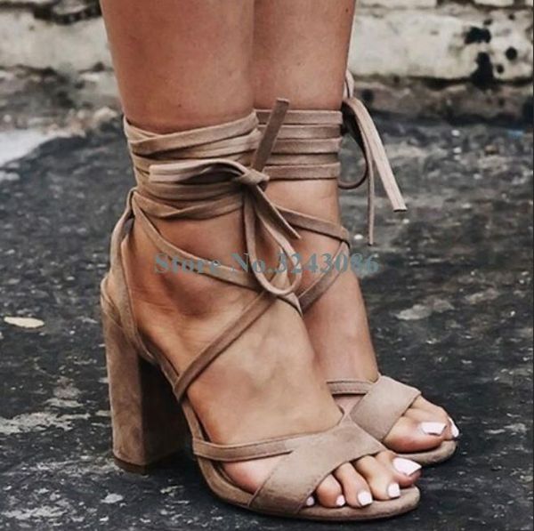 cross tied thick heel sandals apricot faux suede ankle strap high heels open toe leisure comfortable summer women shoes, Black
cross tied thick heel sandals apricot faux suede ankle strap high heels open toe leisure comfortable summer women shoes, Black
