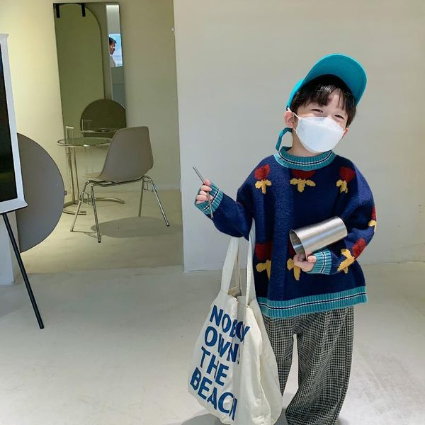 pullover korean style winter fashion floral knitted warm sweaters for children loose casual pullovers, Blue
pullover korean style winter fashion floral knitted warm sweaters for children loose casual pullovers, Blue
