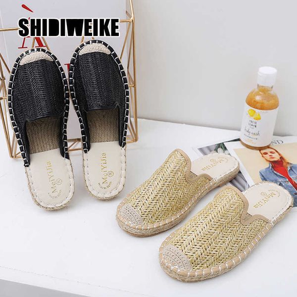 style women slippers rattan knit casual sandals indoor floor shoes home mules round toe flat shoes woman vc144 210611, Black
style women slippers rattan knit casual sandals indoor floor shoes home mules round toe flat shoes woman vc144 210611, Black