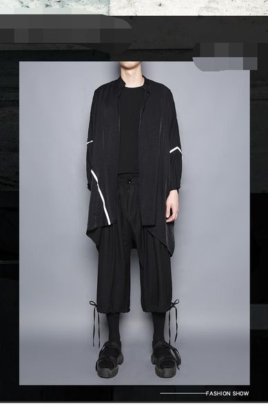 men's trench coats spring and autumn stand collar white stripe splicing design cardigan coat young fashion long, Tan;black
men's trench coats spring and autumn stand collar white stripe splicing design cardigan coat young fashion long, Tan;black