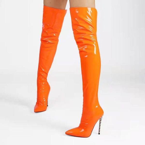 boots 2021 design patent leather high over the knee british style pointed toe ladies catwalk girl warm shoes, Black
boots 2021 design patent leather high over the knee british style pointed toe ladies catwalk girl warm shoes, Black