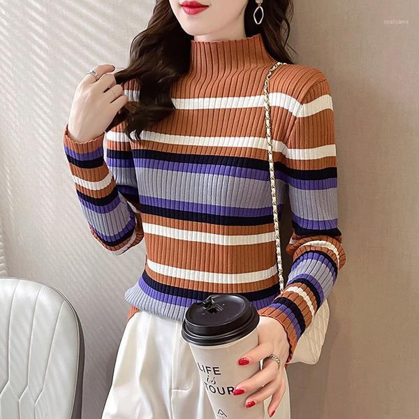 women's sweaters base sweater striped knit half high neck slim long sleeve t-shirt pullover female women coat, White;black
women's sweaters base sweater striped knit half high neck slim long sleeve t-shirt pullover female women coat, White;black