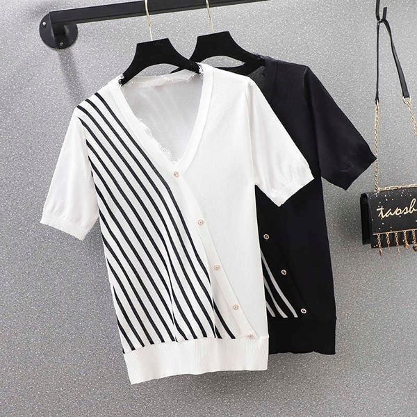 oversize knitted sweater women fashion chic v neck cross front irregular jumper women pullover stripe color black white 210604, White;black
oversize knitted sweater women fashion chic v neck cross front irregular jumper women pullover stripe color black white 210604, White;black
