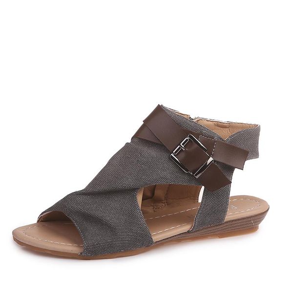 women's shoes summer sandals female denim peep toe woman open lace-up zipper flats casual beach, Black
women's shoes summer sandals female denim peep toe woman open lace-up zipper flats casual beach, Black