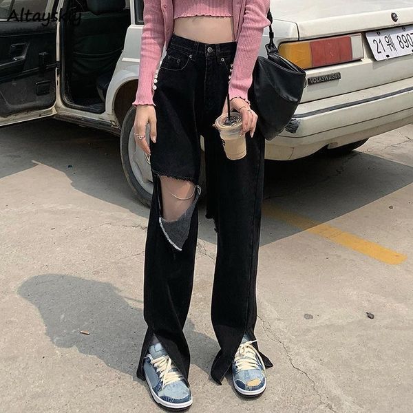 women's jeans straight women korean trendy trousers full length oversized denim hole high waist teens streetwear all-match boyfriend, Blue
women's jeans straight women korean trendy trousers full length oversized denim hole high waist teens streetwear all-match boyfriend, Blue