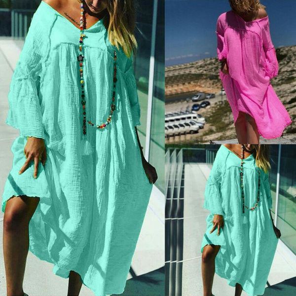 womens cotton linen shirt dress baggy v-neck ladies summer beach casual dresses, Black;gray
womens cotton linen shirt dress baggy v-neck ladies summer beach casual dresses, Black;gray