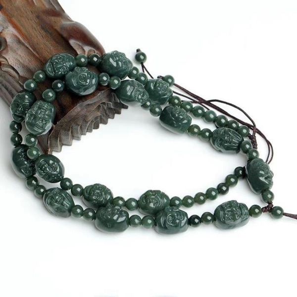 chains natural xinjiang hetian jade green eighteen arhats necklace pendant chain lanyard men's and women's rope, Silver
chains natural xinjiang hetian jade green eighteen arhats necklace pendant chain lanyard men's and women's rope, Silver
