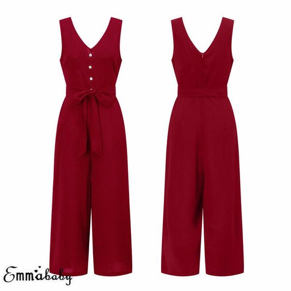 women's jumpsuits & rompers women fasion solid playsuit party summer loose wide leg jumpsuit, Black;white