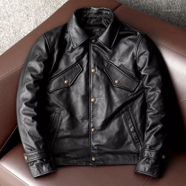 men's leather & faux 2021 spring autumn genuine cowhide clothing men moto biker style jackets fashion casual slim fit coat a230, Black
men's leather & faux 2021 spring autumn genuine cowhide clothing men moto biker style jackets fashion casual slim fit coat a230, Black