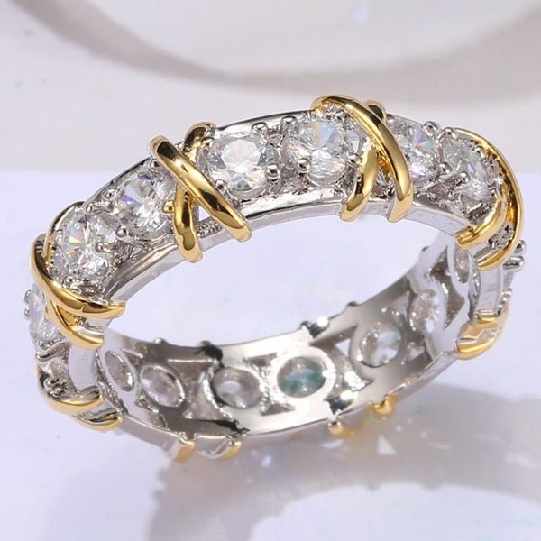 cluster rings the two-tone gold color ring classic exquisite temperament female x inlaid zircon hand jewelry, Golden;silver
cluster rings the two-tone gold color ring classic exquisite temperament female x inlaid zircon hand jewelry, Golden;silver