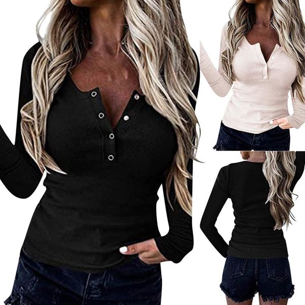 40# women solid color bodycon tshirts long sleeve v-neck tunic front button casual t-shirts for elegant pullover t shirts women's t-shi, White
40# women solid color bodycon tshirts long sleeve v-neck tunic front button casual t-shirts for elegant pullover t shirts women's t-shi, White