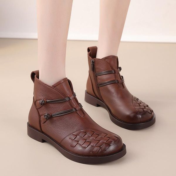 boots retro women genuine cow leather shoe handmade weave ankle luxury design brand fall winter booties female botas mujer, Black
boots retro women genuine cow leather shoe handmade weave ankle luxury design brand fall winter booties female botas mujer, Black