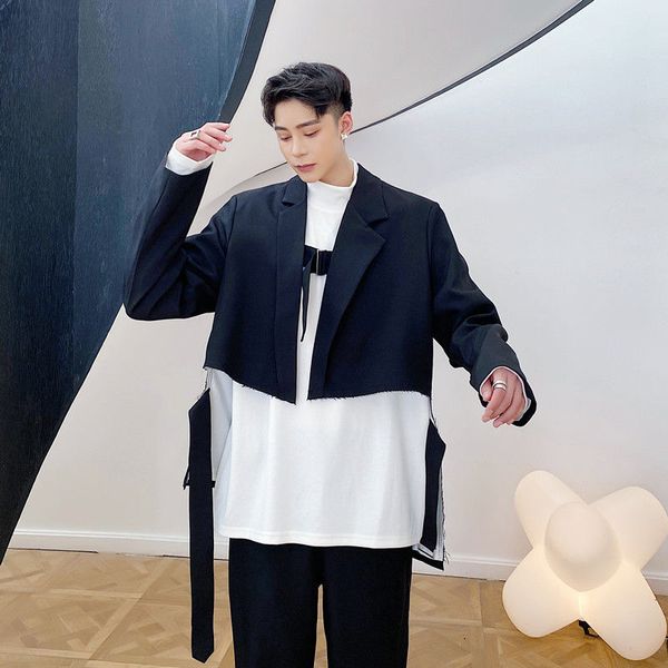 2021 new irregular design cut hem blazers bandage short suit coat for men autumn raw edage clothes casual 9y4665, White;black
2021 new irregular design cut hem blazers bandage short suit coat for men autumn raw edage clothes casual 9y4665, White;black