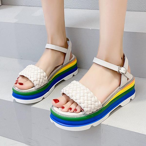 dress shoes lucyever pu leather woven thick bottom sandals women fashion rainbow sole platform sandalias femme summer casual wedges, Black
dress shoes lucyever pu leather woven thick bottom sandals women fashion rainbow sole platform sandalias femme summer casual wedges, Black
