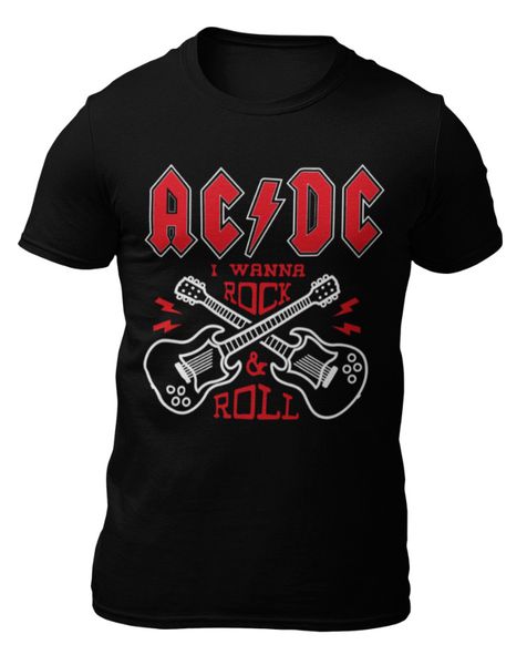 t-shirt-ac dc guitars-t-shirt -, White;black