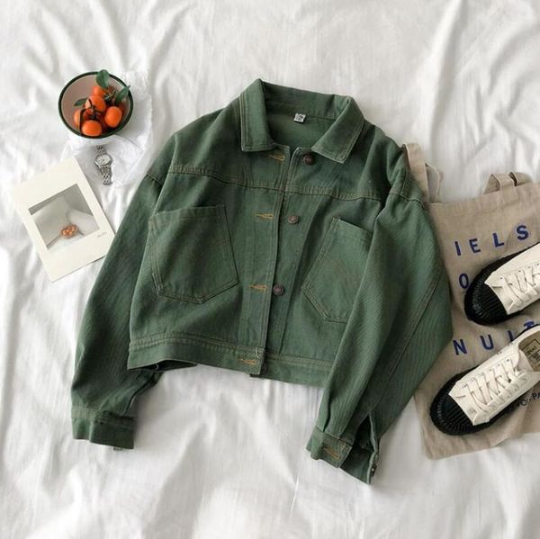 women's jackets plus size vintage solid women jean jacket 2021 autumn korean loose long sleeve short denim casual female jeans coat, Black;brown
women's jackets plus size vintage solid women jean jacket 2021 autumn korean loose long sleeve short denim casual female jeans coat, Black;brown